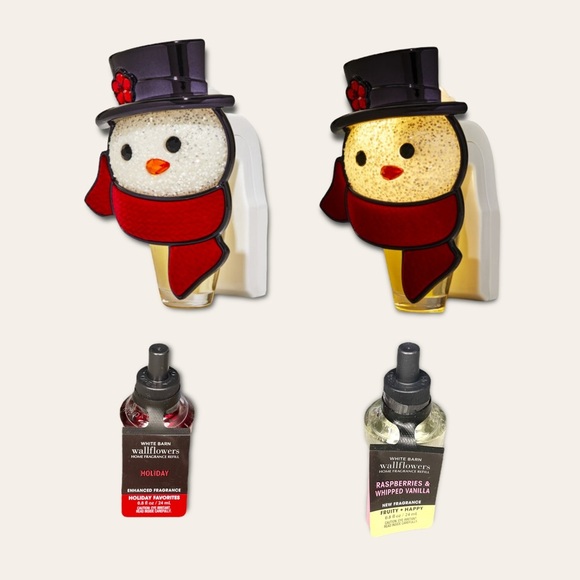 Bath & Body Works Snowman Light Up Plug in Wallflower Night Light & 2 Refills - Picture 2 of 9